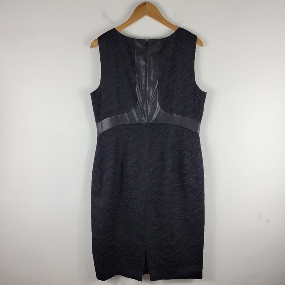 New Lafayette 148 Faux Leather Ribbed Wave Textured Sleeveless Sheath Dress - Picture 7 of 10